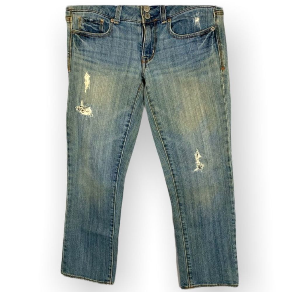 American Eagle Artist Crop Skinny Jeans Distressed Mid Rise Size 30 (D-001)